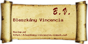 Bleszkány Vincencia névjegykártya